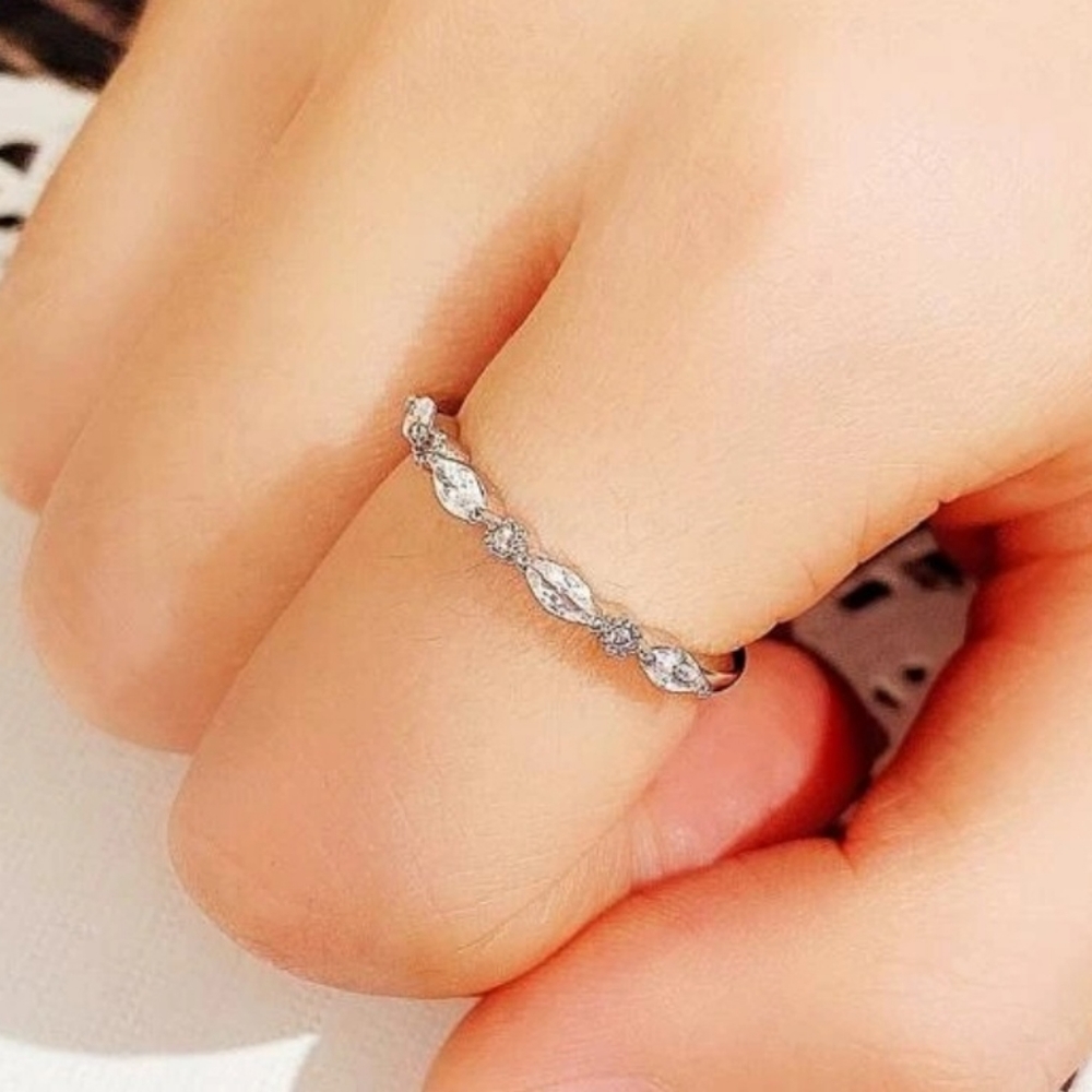 Silver Crystal Stackable Ring